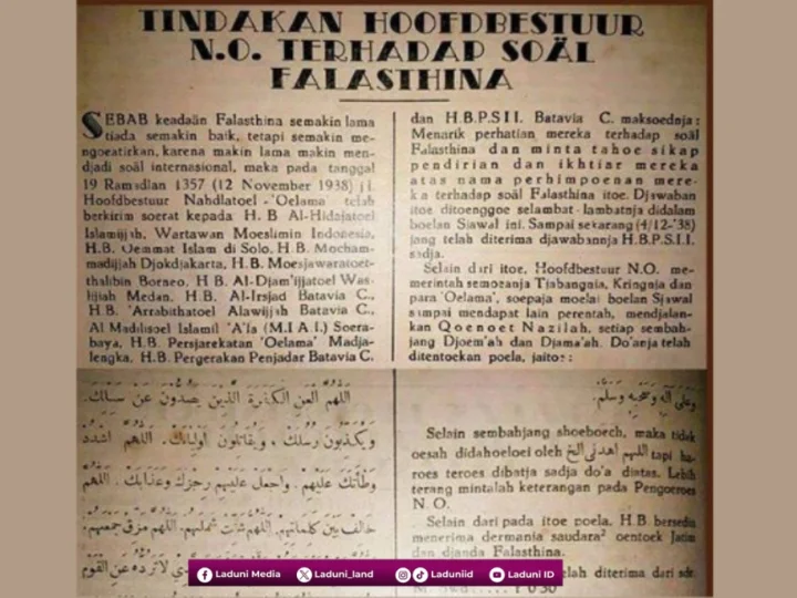 Tahun 1938 M: Komitmen dan Konsistensi NU Mendukung Palestina dalam Bentuk Moral dan Dana sejak Zaman Belanda
