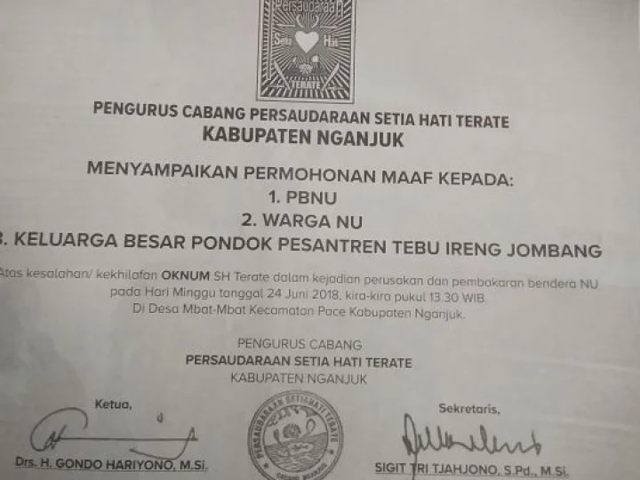 PSHT Nganjuk Berdamai dengan NU