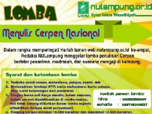 Dalam Rangka Harlah ke- 4 , Web nulampung.or.id Gelar Lomba Penulisan Cerpen