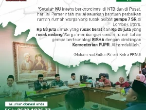 Laporan Rutin NU Peduli Lombok Update Tanggal 13/08/2018
