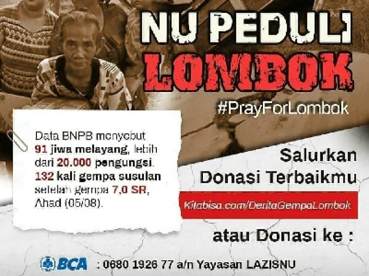BCA Mataram Salurkan Bantuan Lewat 'NU Peduli Lombok'