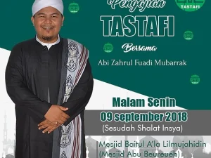 Malam Ini, Abi MUDI Isi Pengajian Tastafi di Masjid Baitul A' la Lil Mujahidin Beureunuen