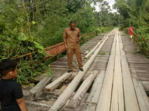 Bupati Rocky Tinjauan Jembatan Rusak