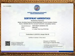 MAN Insan Cendekia OKI Peroleh Nilai Akreditasi Tertinggi di Sumsel