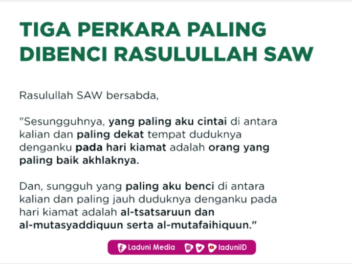 Tiga Perilaku yang Sangat Dibenci Rasulullah SAW