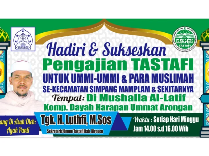 Pengajian Muslimah MPZT Akan Dilaksanakan di Dayah Harapan Umat Arongan