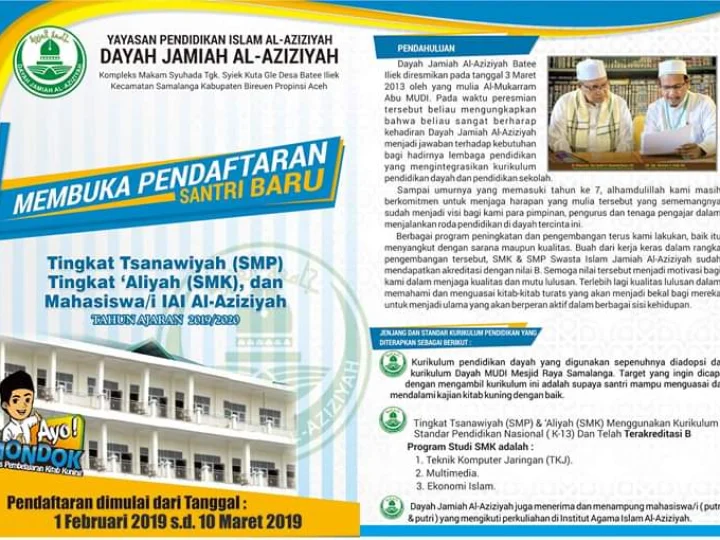 Dayah Jami'ah Al-Aziziyah (DJA) Samalanga Pusat Pendidikan Ternama Era 4.0 di Perbukitan Batee Iliek