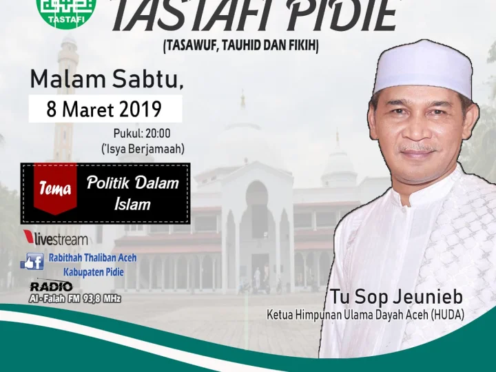 Ayah Sop Jeunib akan Mengisi Pengajian Tastafi di Masjid Al-Falah Kota Sigli
