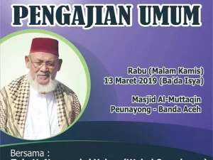 Malam Ini, Waled Nuruzzahri Isi Pengajian Umum di Masjid Al-Muttaqin Peunayong Banda Aceh