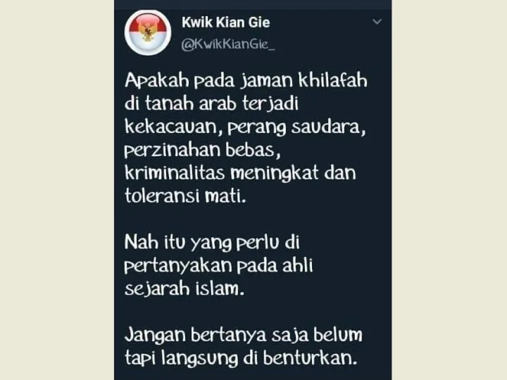 Kekacawan Zaman Khilafah, Jawaban untuk Kwik Kian Gie