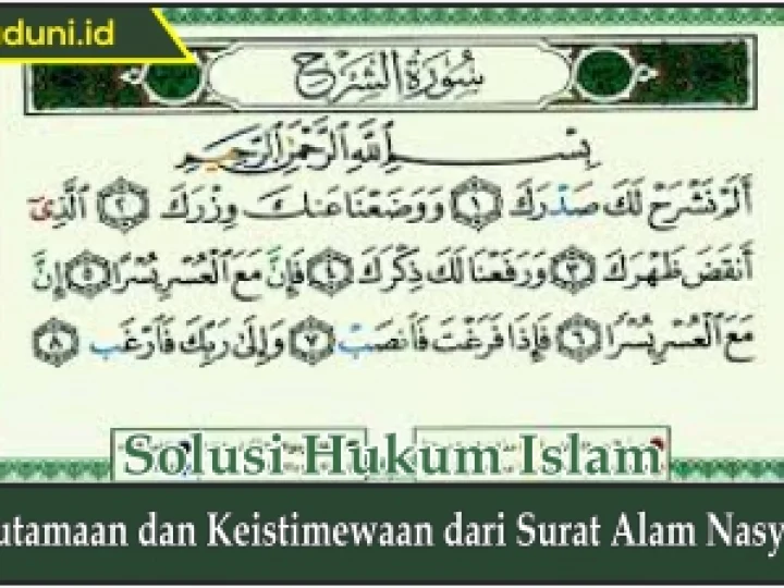Keutamaan dan Keistimewaan dari Surat Alam Nasyroh