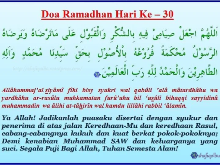 Doa Puasa Ramadhan Hari ke-30 dan Hikmahnya
