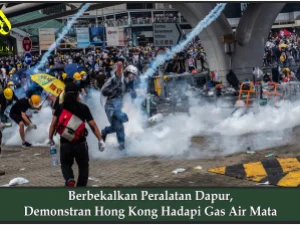 Berbekalkan Peralatan Dapur, Demonstran Hong Kong Hadapi Gas Air Mata