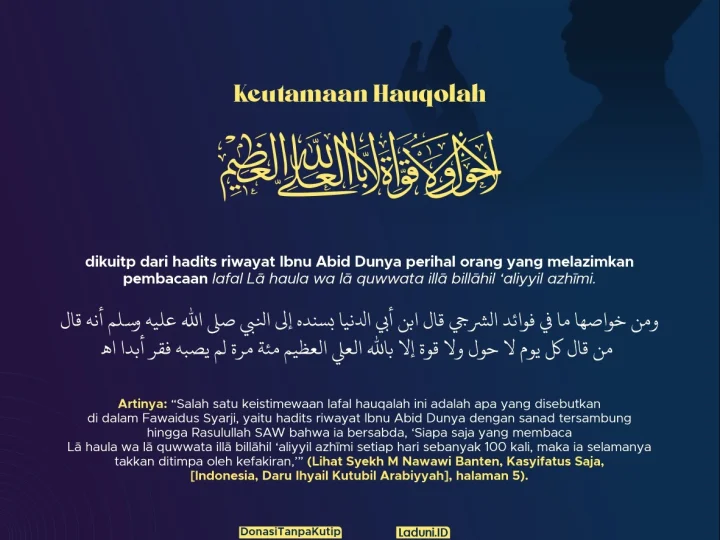 Keutamaan Membaca Lafadz La Haula wala Quwwata Illa Billah