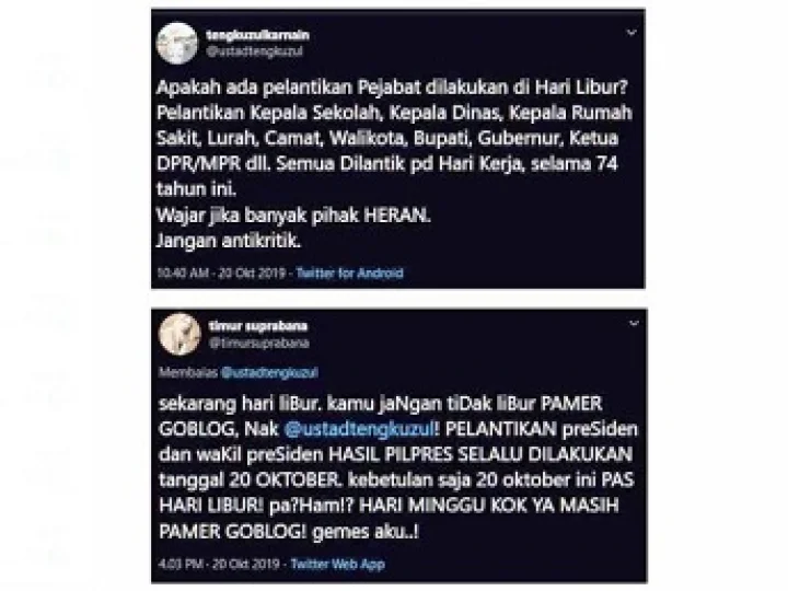 Saat Tengku Zulkarnain Dipatahkan Timur Suprabana Soal Pelantikan Presiden