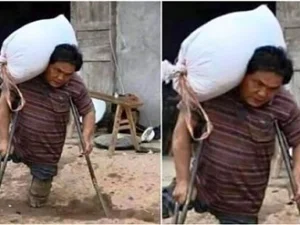 Viral, Pria Tanpa Kaki Ini Tetap Bekerja Keras Demi Sekolahkan Anaknya