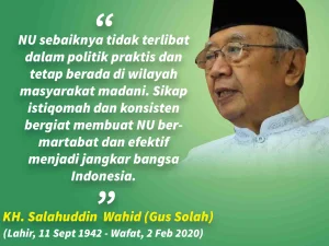 Pesan Terakhir Gus Solah, Peran Politik NU Agar Dibahas di Muktamar