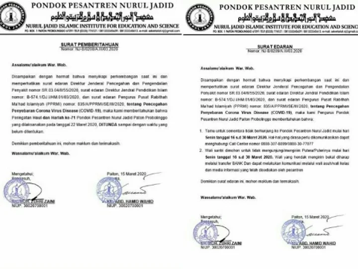 Haul dan Harlah Ponpes Nurul Jadid Ditunda untuk Cegah Virus Corona