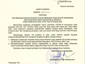 Setelah Larangan Mudik, Pemerintah Larang Bukber dan Open House