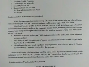 MUI Jakarta Pusat Ajak Umat Muslim Baca Doa Qunut Nazilah Untuk Warga Palestina