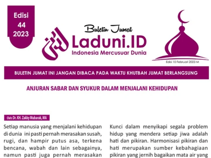 Buletin Jumat Laduni.ID Edisi 43: Anjuran Sabar dan Syukur dalam Menjalani Kehidupan