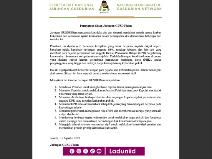 Alarm Moral untuk Para Penguasa dari Jaringan GUSDURian